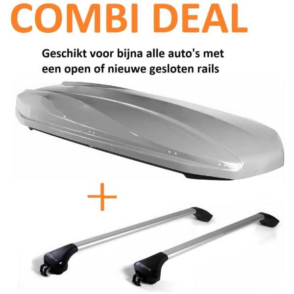 Dakkoffer Strike Nardo 440 liter + dakdrager, combideal