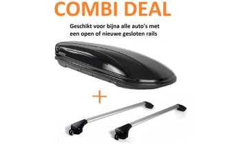 Dakkoffer Menabo Mania 460 liter hoogglans zwart + dakdragers voor gesloten en open rails