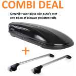Dakkoffer Menabo Mania 600 liter zwart + dakdragers voor gesloten en open rails