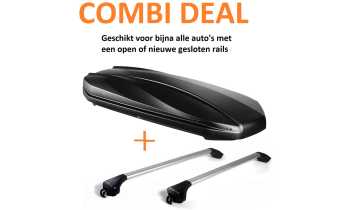 Dakkoffer Junior Strike 480 liter hoogglans zwart, Combi-deal Dakkoffer STRIKE 440 liter + dakdragers voor gesloten en open rails