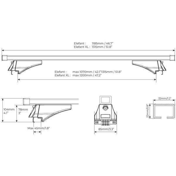 Dakdragers Menabo/Sorent Elefant XL 131,5cm
