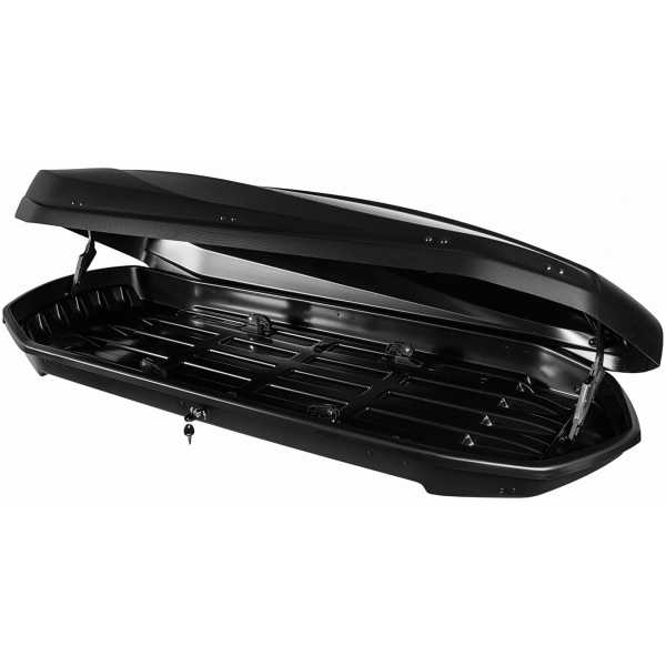 Dakkoffer Junior Strike 480 liter hoogglans zwart, Combi-deal Dakkoffer STRIKE 440 liter + dakdragers voor gesloten en open rails